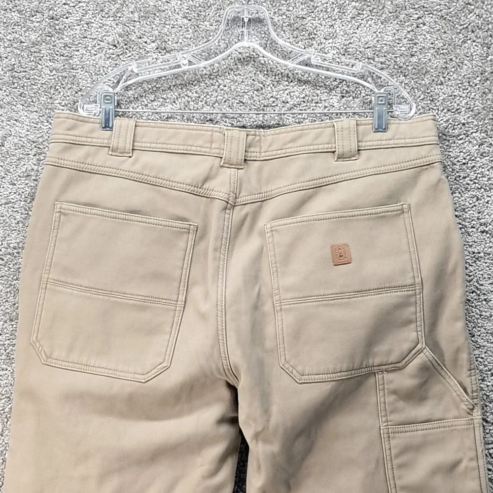 Coleman Mens Fleece Lined Canvas Utility Pants Tan Khaki Workwear 38x30